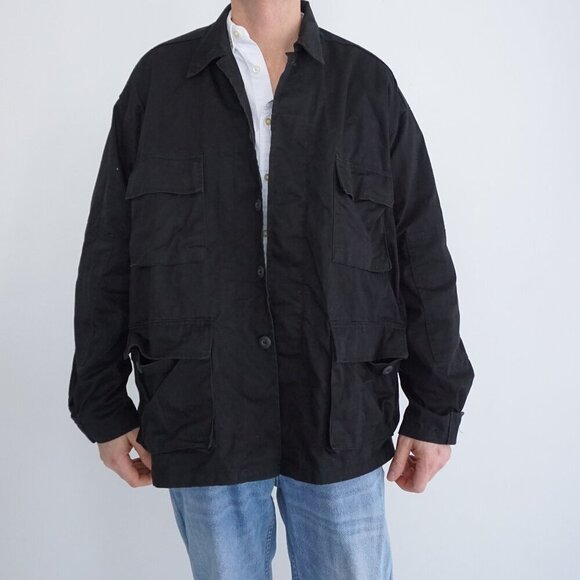 Rothco BDU Black Military Issue Button Up Canvas Cotton Utility Jacket XL - Picture 1 of 13